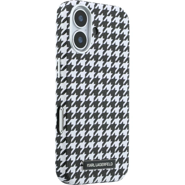 Karl Lagerfeld PU Houndstooth Resin Plate MagSafe kryt iPhone 17 černý - Pouzdra - Obrázek 79a36233cea44553b1497a63027f1bc0