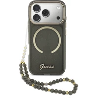 Guess IML Glitter Script Strap MagSafe kryt iPhone 17 Pro černý - Pouzdra