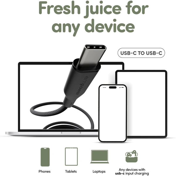 PanzerGlass USB-C/USB-C napájecí kabel 240W 2m černý - Kabely a redukce - Obrázek 7A3J000K01