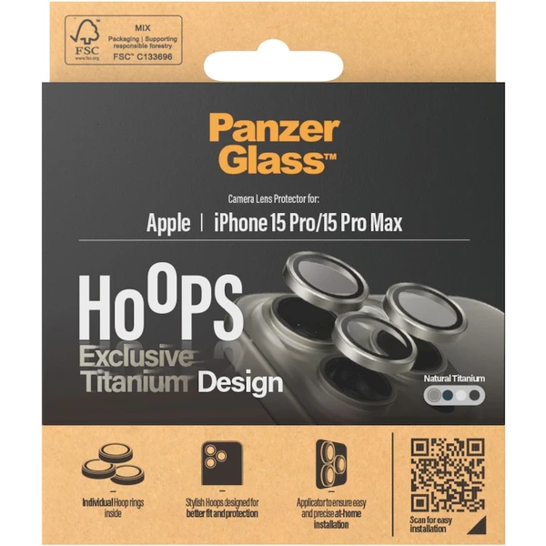 PanzerGlass HoOps ochranné kroužky Apple iPhone 16 Pro/16 Pro Max/15 Pro/15 Pro Max - přírodní titan - Ochranné folie a skla - Obrázek 7BD1000O01