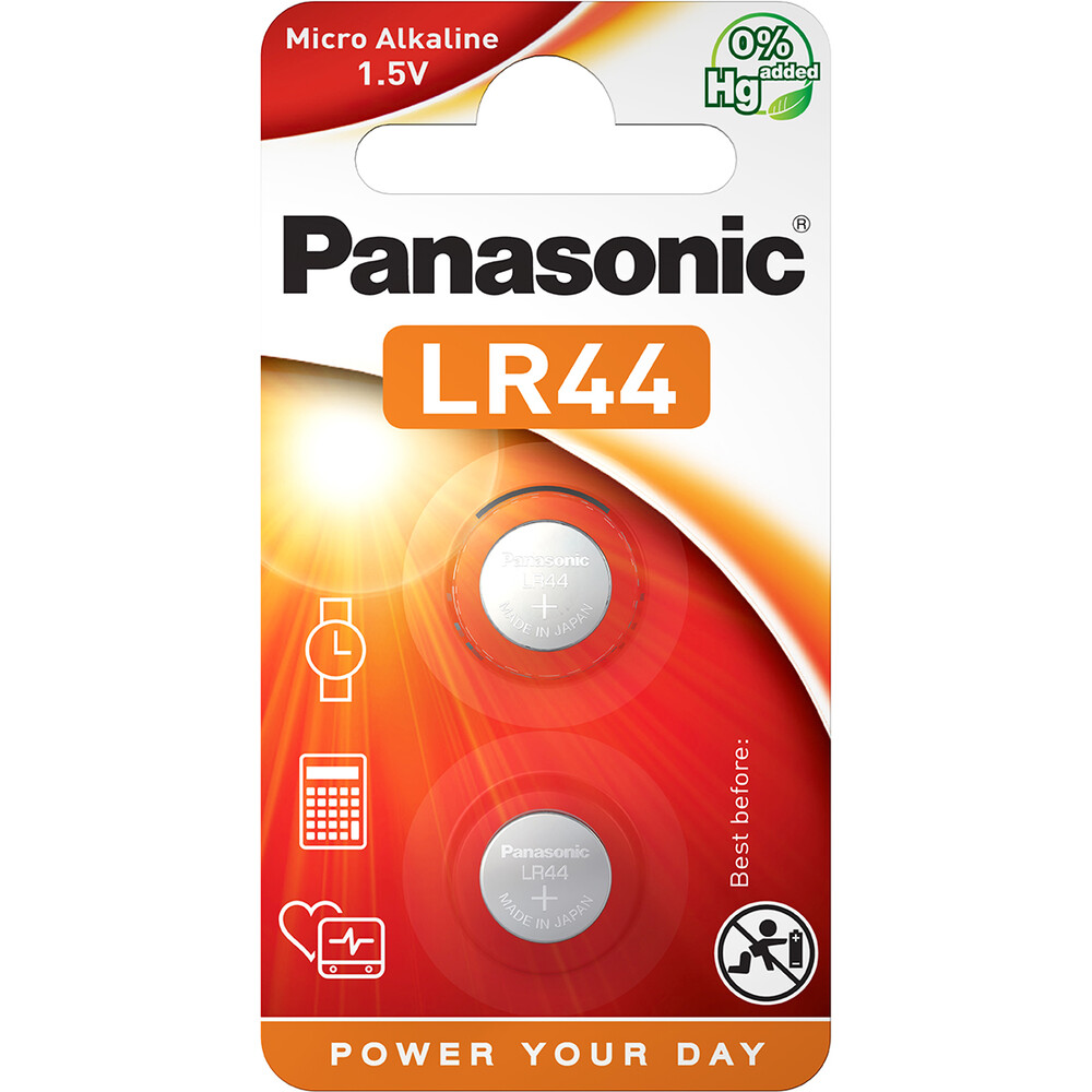 Panasonic LR44 alkalická knoflíková baterie, 2 ks