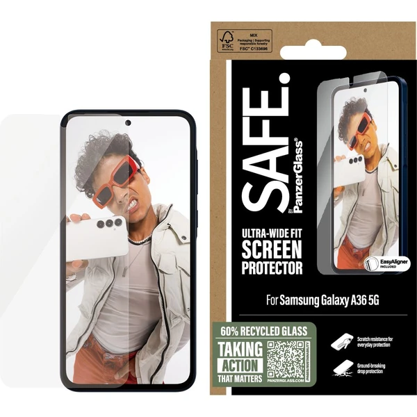 PanzerGlass® SAFE Ultra-Wide Fit sklo Samsung Galaxy A36 5G s instalačním rámečkem - Ochranné folie a skla - Obrázek 7BUC000K01