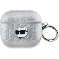 Karl Lagerfeld PU Embossed Choupette Head pouzdro AirPods 3 stříbrné - Pouzdra
