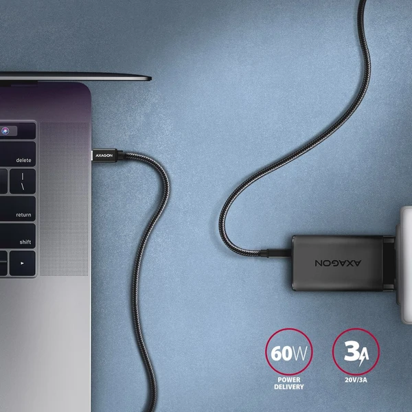 AXAGON USB-C/USB-C napájecí kabel 60W 1m černý - Kabely a redukce - Obrázek 7ED0700301