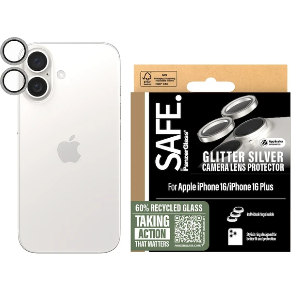 PanzerGlass® SAFE Camera Apple iPhone 16/16 Plus třpytivě stříbrné HoOps™ - Ochranné folie a skla - Obrázek 7F08000P01