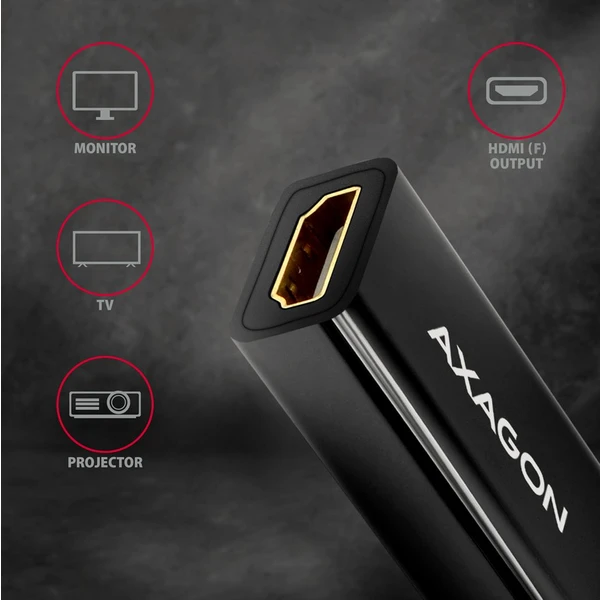 AXAGON Mini DisplayPort/HDMI 1.4 redukce 0,18m černá - Kabely a redukce - Obrázek 7FD0700301