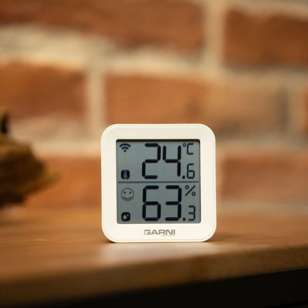 GARNI 158THT chytrý vnitřní teploměr s vlhkoměrem bílý - Meteostanice - Obrázek 7FJG000K01