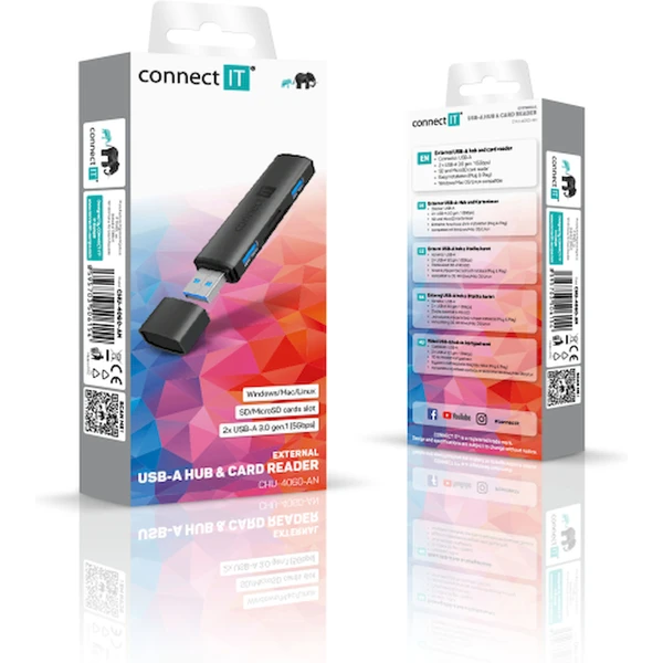CONNECT IT COMPACT 4v1 USB-A hub + čtečka karet antracitový - USB huby - Obrázek 7GTG000K01