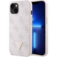 Guess PU 4G Strass Triangle Metal Logo kryt iPhone 15 růžový - Pouzdra
