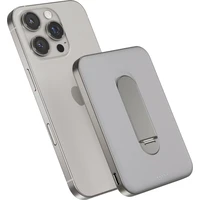 iWant Qi2 5000mAh hliníková Mag+ MagSafe powerbanka se stojánkem titanová - Powerbanky