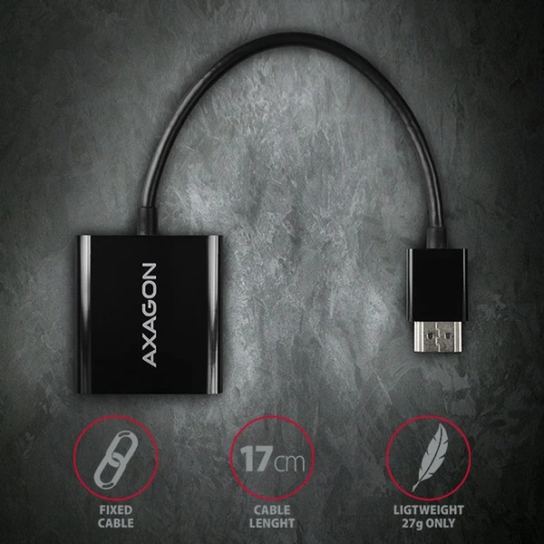 AXAGON HDMI/VGA redukce 0,2m černá - Kabely a redukce - Obrázek 7K7HF00101