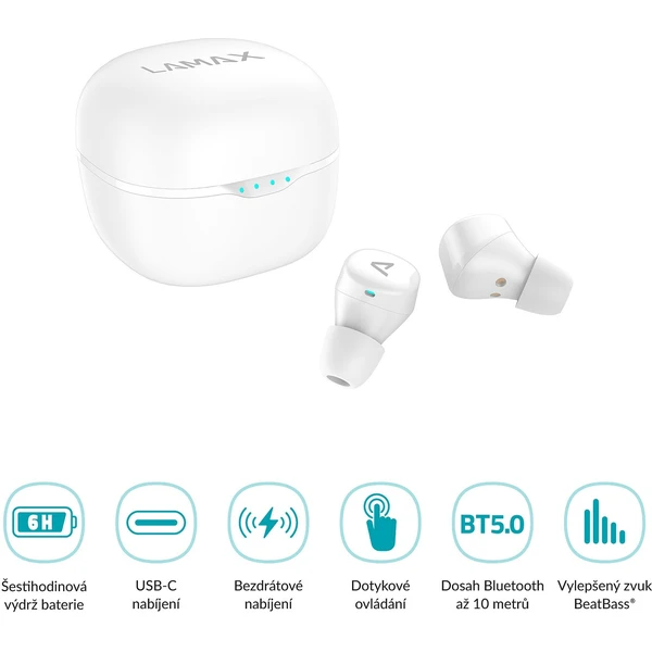LAMAX Dots2 Touch Wireless Charging bílá - Sluchátka - Obrázek 7MSS600301