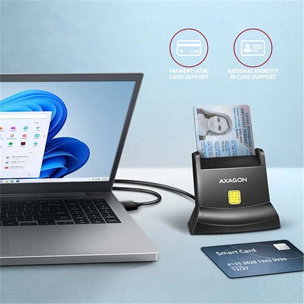 AXAGON CRE-SM4N USB-A StandReader čtečka kontaktních karet Smart card  1.3m - Čtečky paměťových karet - Obrázek 7PS6000701