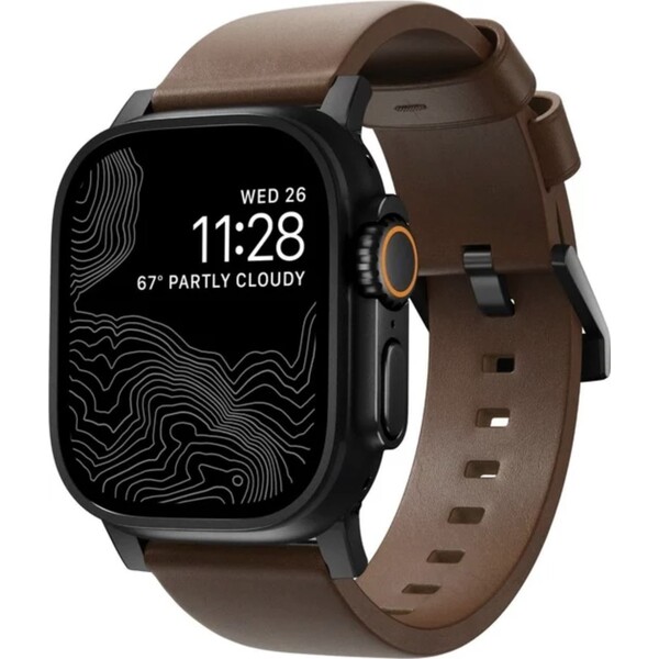 Nomad Modern Band řemínek Apple Watch 46mm/49mm tmavě hnědá/černá