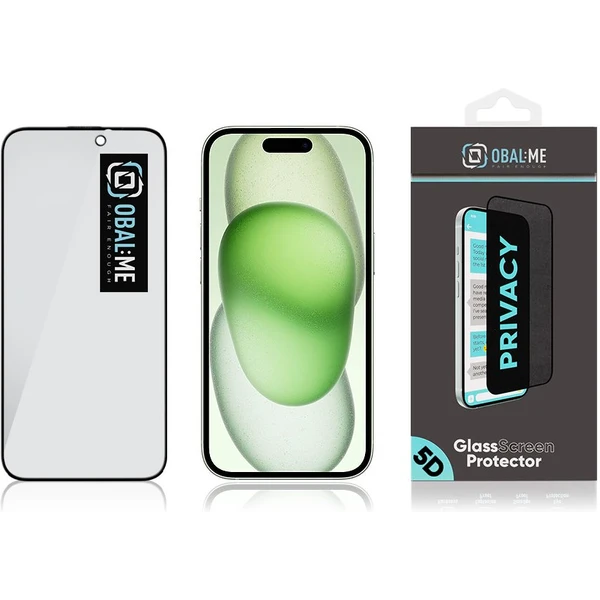 OBAL:ME Privacy 5D tvrzené sklo Apple iPhone 15 černé - Ochranné folie a skla - Obrázek 7a2627f8a559421f8949f37f334f9e94