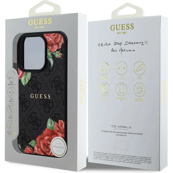 Guess PU Leather 4G Roses MagSafe kryt iPhone 16 Pro černý - Pouzdra - Obrázek 7a4d0f2d91e245cf9919c513630704ac