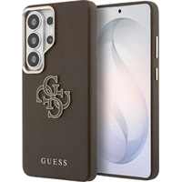 Guess PU 4G Resin Metal Logo kryt Samsung Galaxy S26 Ultra hnědý - Pouzdra
