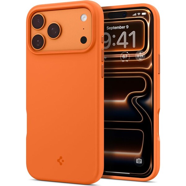 Spigen Silicone Fit MagSafe kryt iPhone 17 Pro Max cosmic orange
