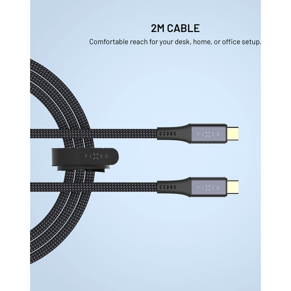 FIXED Media Cable opletený kabel USB-C/USB-C, PD 3.1, USB4 Gen3 40Gbps, 8K(60Hz), 240W, 2m, černý - Kabely a redukce - Obrázek 7af707a27f8e479e85a0ee38c030d6dc
