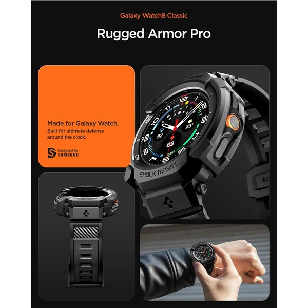 Spigen Rugged Armor Pro kryt s řemínkem Galaxy Watch8 Classic (46mm) matně černý - Pouzdra - Obrázek 7afa2614bce64dc29fe6f2d5e927f32e