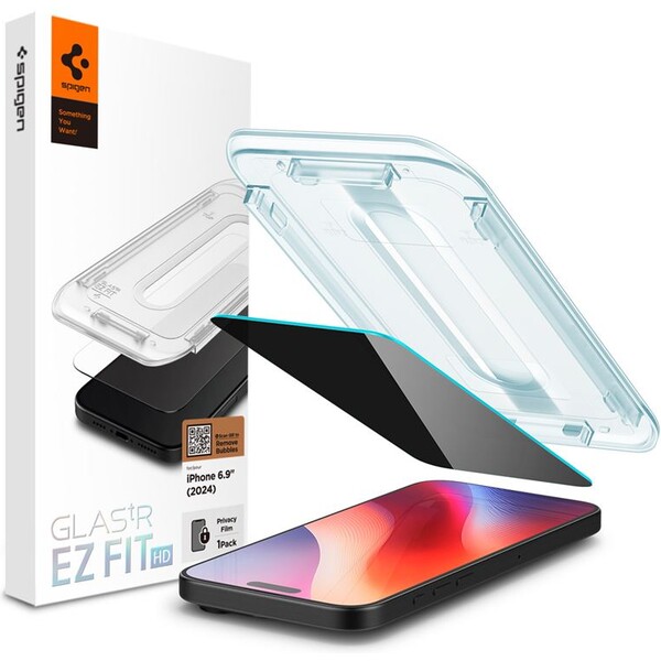 Spigen Glass tR EZ Fit HD (Privacy) tvrzené sklo iPhone 16 Pro Max čiré