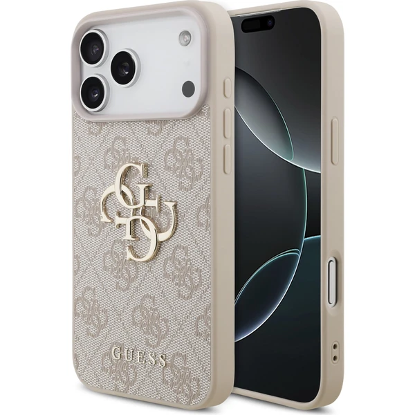 Guess PU 4G Metal Logo kryt iPhone 18 Pro Max růžový