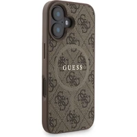 Guess PU Leather 4G Colored Ring Strap MagSafe kryt iPhone 16 hnědý - Pouzdra