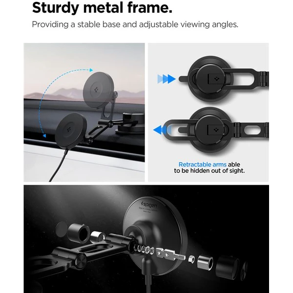 Spigen OneTap Pro 4 Dashboard/Windshield Qi2 MagSafe držák na sklo/palubovku s nabíjením černý - Držáky - Obrázek 7be7386f42a34f1b8aeea428c1cd63a9