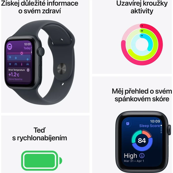 Apple Watch SE 3 (2025) 40mm Temně inkoustový hliník s inkoustovým sportovním řemínkem M/L (Další) - Chytré hodinky - Obrázek 7c0ec841cc364bfa9f835cab8dae881b