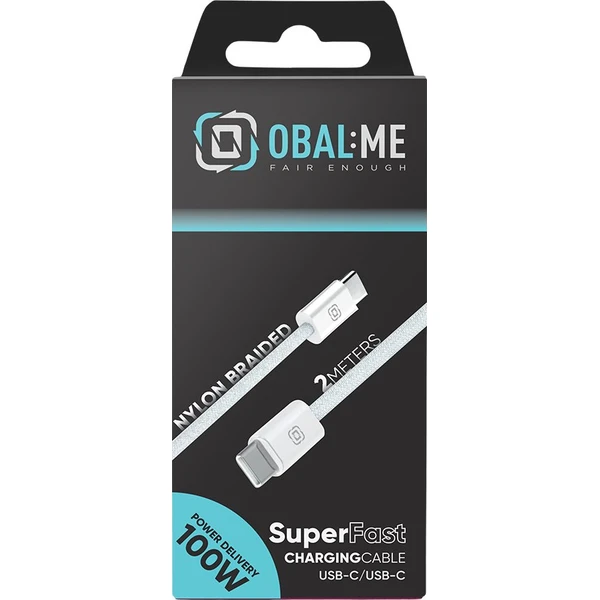 OBAL:ME Super Fast USB-C/USB-C Pletený kabel 100W 2m bílý - Kabely a redukce - Obrázek 7c2ef124393e40eebe3974e5fc1da61a