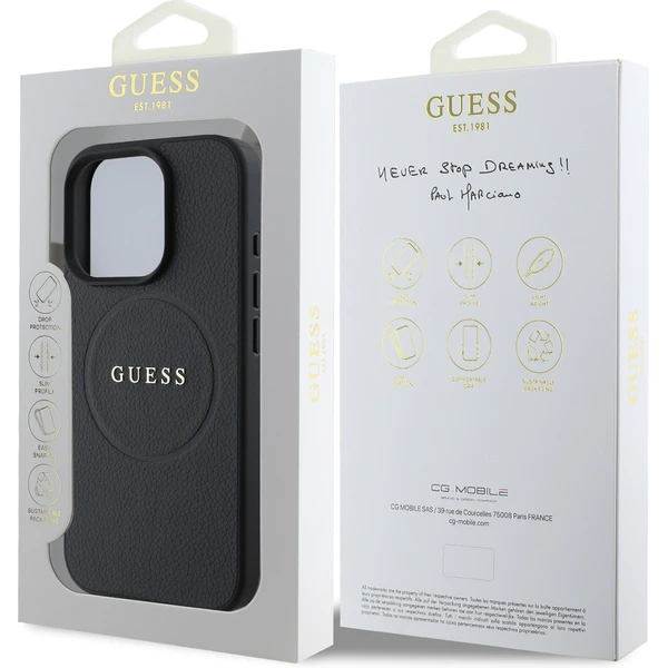 Guess PU Grained Classic Logo MagSafe kryt iPhone 16 Pro černý - Pouzdra - Obrázek 7c31984777354ffab2672d1456a91e80