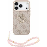 Guess PU 4G Metal Logo Strap kryt iPhone 18 Pro růžový - Pouzdra
