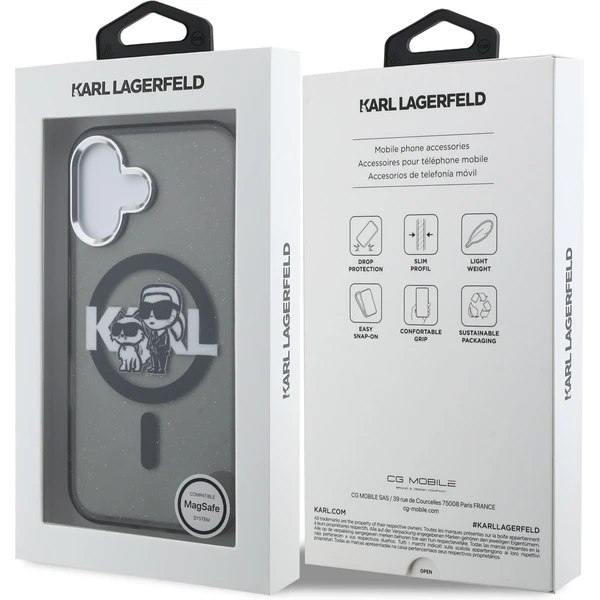 Karl Lagerfeld IML Glitter Karl and Choupette Sketch MagSafe kryt iPhone 16 černý - Pouzdra - Obrázek 7ceef2afda7c4afeb971e39b9f364fed