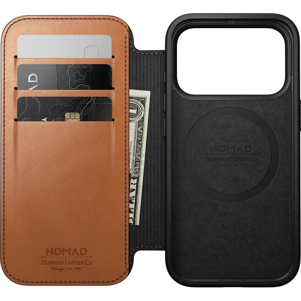 Nomad Modern Leather Folio (Horween) MagSafe kožené pouzdro iPhone 18 Pro Saddle - Pouzdra - Obrázek 7d14910ca51f45d08d4076807710cf81