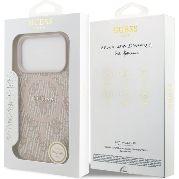 Guess PU Leather 4G Colored Ring MagSafe Zadní Kryt pro iPhone 17 Pro růžový - Pouzdra - Obrázek 7d1684084dc84040966a8f57ab45cc10