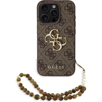 Guess PU 4G Metal Logo Strap kryt iPhone 15 Pro hnědý - Pouzdra