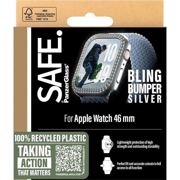 PanzerGlass® SAFE Apple Watch 10/11 (46mm) bumper třpytivě stříbrný rámeček - Pouzdra - Obrázek 7e2a85bf61264f4a81f003cae1001a7f