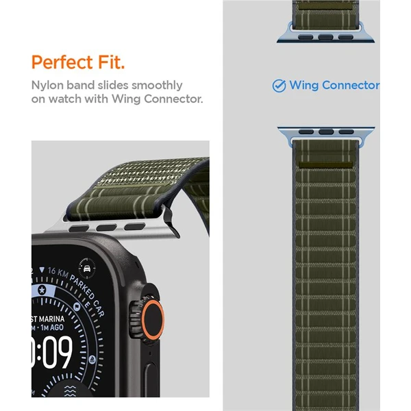 Spigen Fabric Band řemínek (hook-and-loop) Apple Watch 49/46/45/44mm zelený - Řemínky - Obrázek 7e6a6790138845a3af8859b092c7e087