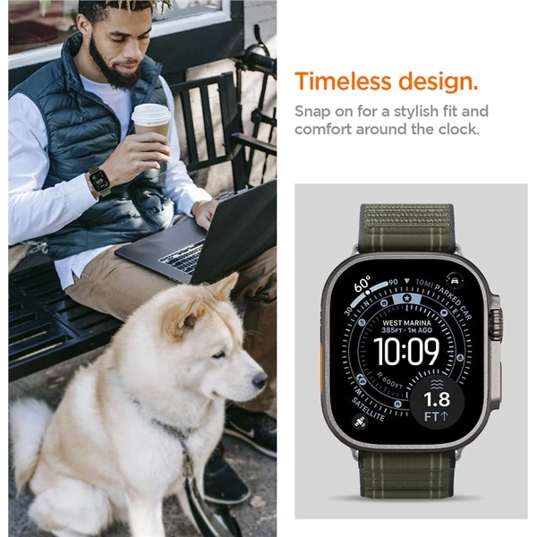 Spigen Fabric Band řemínek (hook-and-loop) Apple Watch 49/46/45/44mm zelený - Řemínky - Obrázek 7e87b00aac6f4214bd5954667fdba7bb