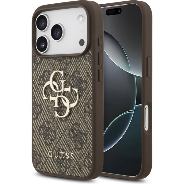 Guess PU 4G Metal Logo kryt iPhone 17 Pro hnědý