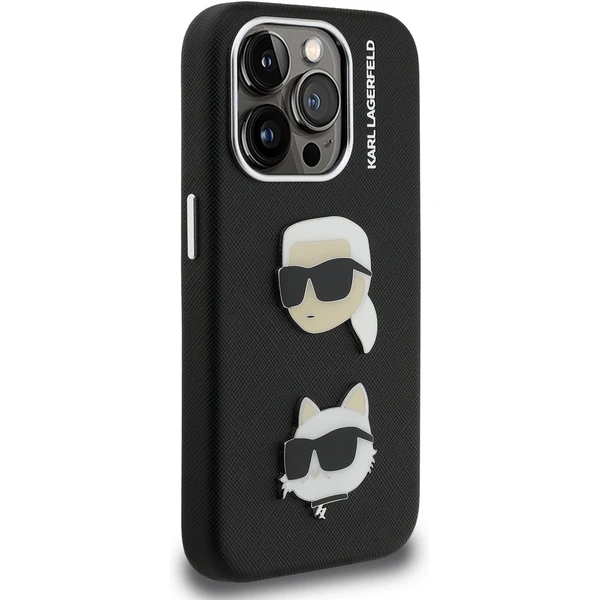 Karl Lagerfeld Grained PU K&CH Heads kryt iPhone 15 Pro černý - Pouzdra - Obrázek 7f4a6885956a49a4835014e7b0e9a140