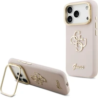 Guess PU Grained 4G Logo Stand Camera Frame kryt iPhone 17 Pro růžový - Pouzdra