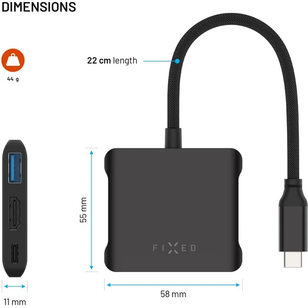 FIXED HUB Quadri hliníkový USB-C hub pro notebooky, 140W, PD 3.1, vesmírně černý - USB huby - Obrázek 7f8da24c0af046febcd13b20d0b67e01