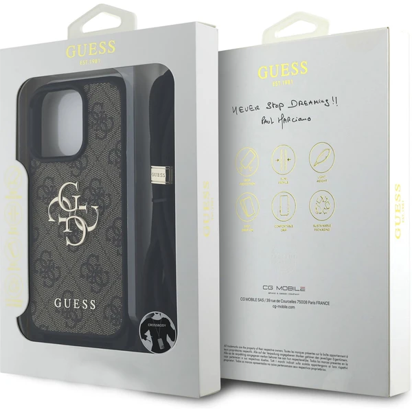 Guess PU 4G Metal Logo Crossbody popruh kryt iPhone 15 Pro Max hnědý - Pouzdra - Obrázek 7fa207a7bde8470db2bbacba6ab0e759