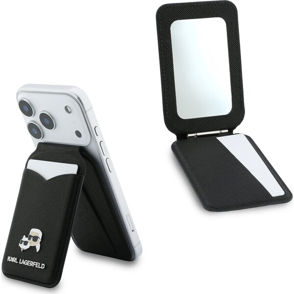 Karl Lagerfeld Mirror MagSafe Cardslot peněženka se stojánkem černá