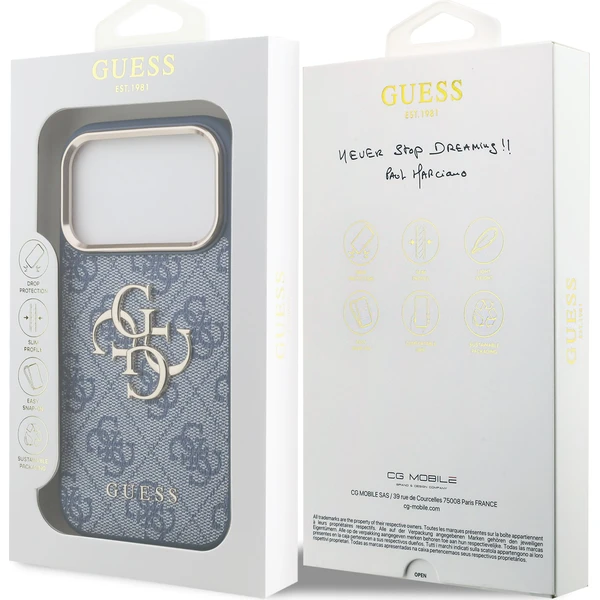 Guess PU Leather 4G Metal Logo Gold Frame kryt iPhone 18 Pro modrý - Pouzdra - Obrázek 7fff2bceb5d746aa98531bf4bea383d2