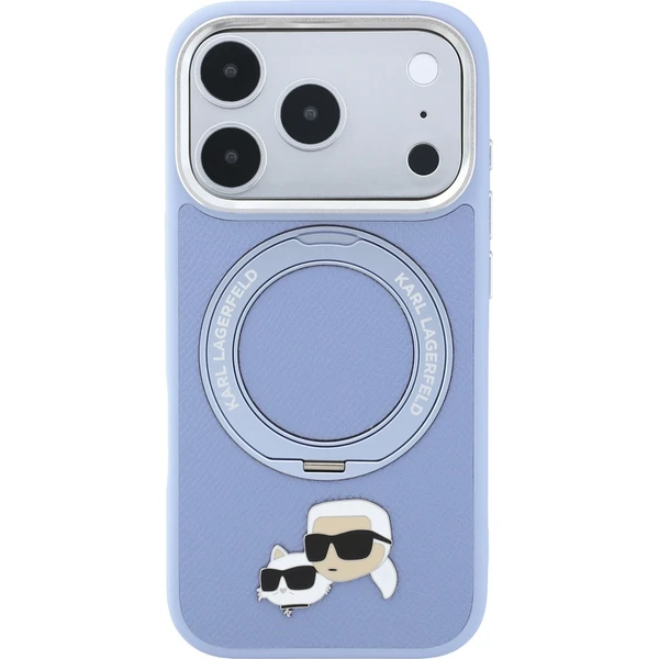 Karl Lagerfeld PU Grained K&CH Heads Ring Stand Magsafe kryt iPhone 18 Pro Max modrý - Pouzdra - Obrázek 8010fbfe3c2f46c18bba0cfd694440cd