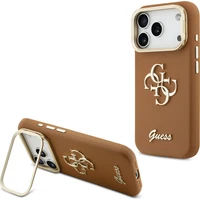 Guess PU Grained 4G Logo Stand Camera Frame kryt iPhone 17 Pro hnědý - Pouzdra
