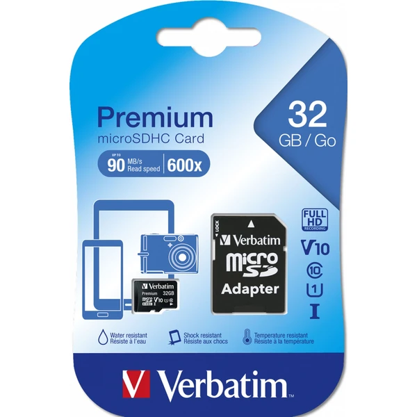 Verbatim Premium microSDHC 32GB + SD adaptér - Paměťové karty - Obrázek 8063000O01