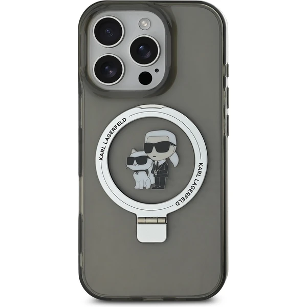 Karl Lagerfeld Ringstand Karl and Choupette MagSafe kryt pro iPhone 16 Pro Max černý - Pouzdra - Obrázek 808cfcb15f5c4e3c895fb2bfe7188376